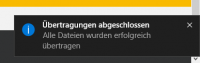 Filezilla & Windows10: Übertragungs-Nachricht