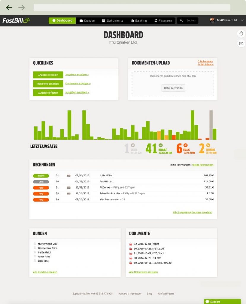 Fastbill Dashboard